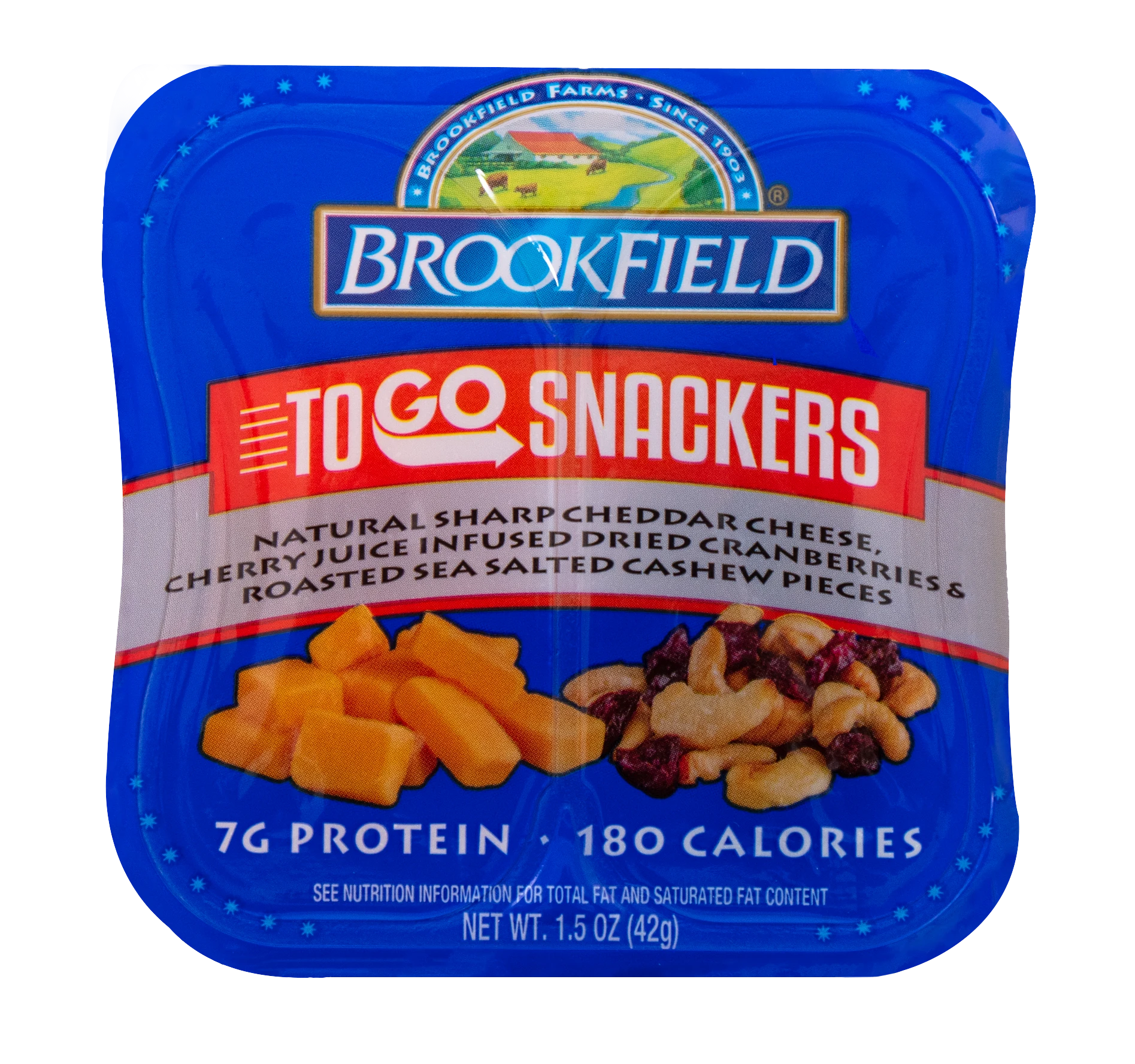 Brookfield To Go Snackers Cheddar, Cranberries & Cashew Pieces -
                1.5 Oz