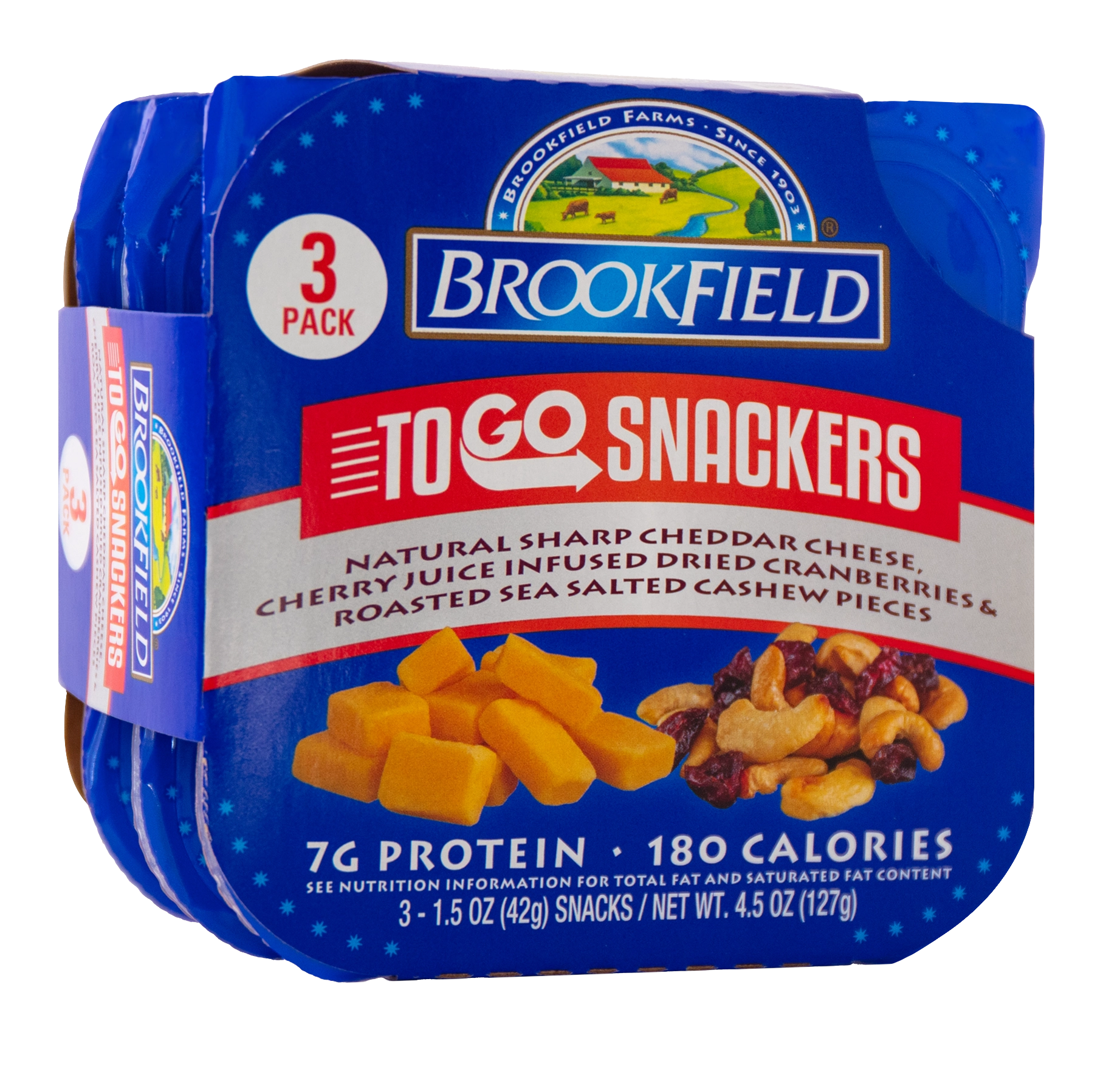 Brookfield To Go Snackers Cheddar, Cranberries & Cashew Pieces -
                3 - 1.5 Oz