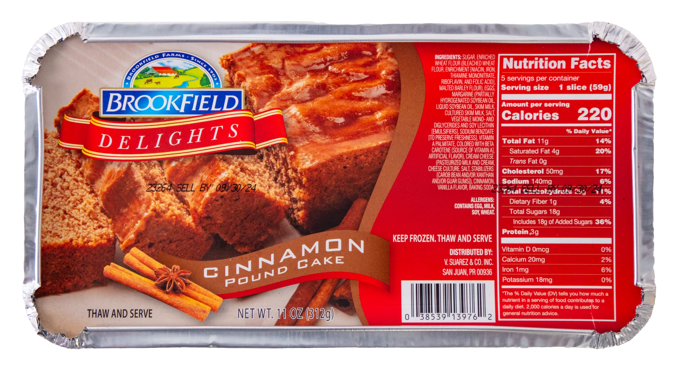 BROOKFIELD DELIGHTS CINNAMON POUNDCAKE -
                11 OZ